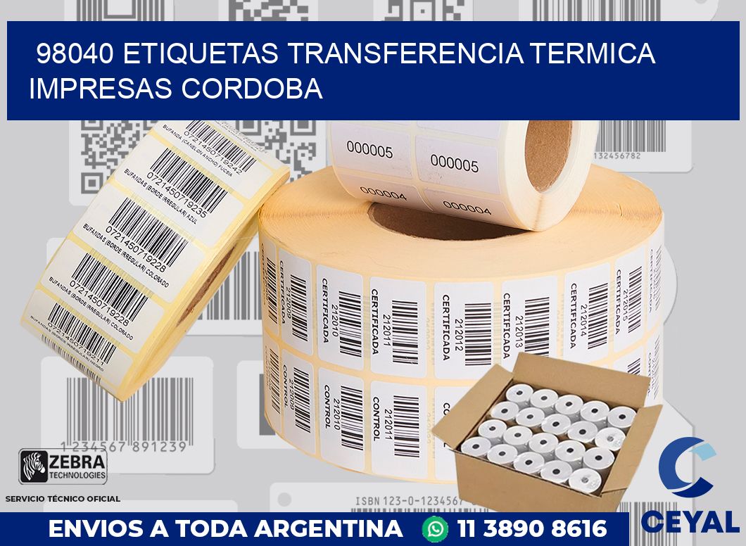98040 ETIQUETAS TRANSFERENCIA TERMICA IMPRESAS CORDOBA