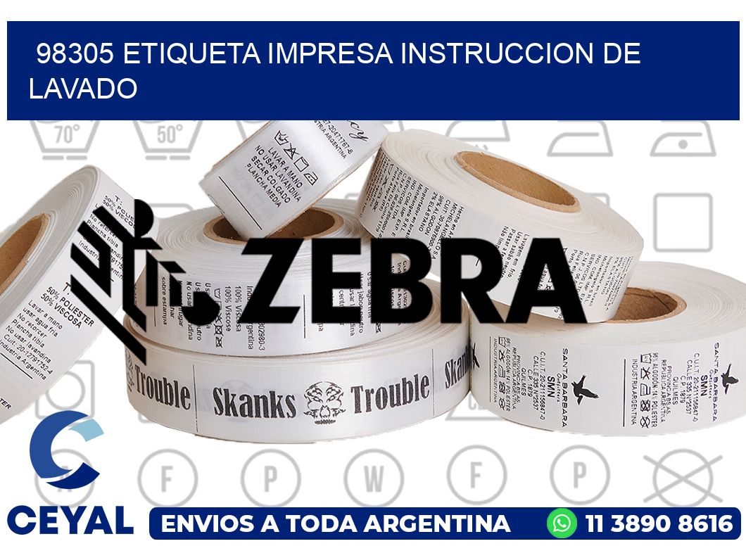 98305 ETIQUETA IMPRESA INSTRUCCION DE LAVADO