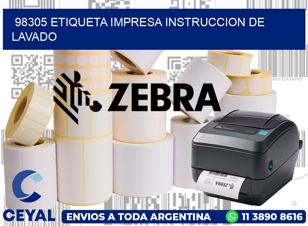 98305 ETIQUETA IMPRESA INSTRUCCION DE LAVADO