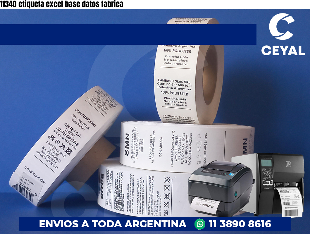11340 etiqueta excel base datos fabrica