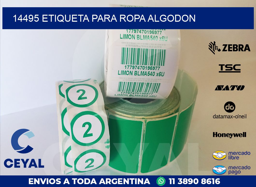 14495 ETIQUETA PARA ROPA ALGODON