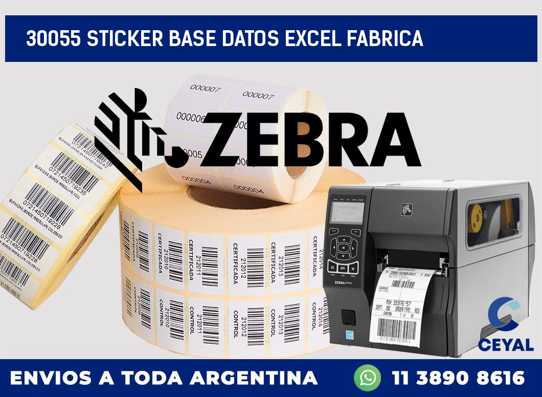 30055 sticker base datos excel fabrica