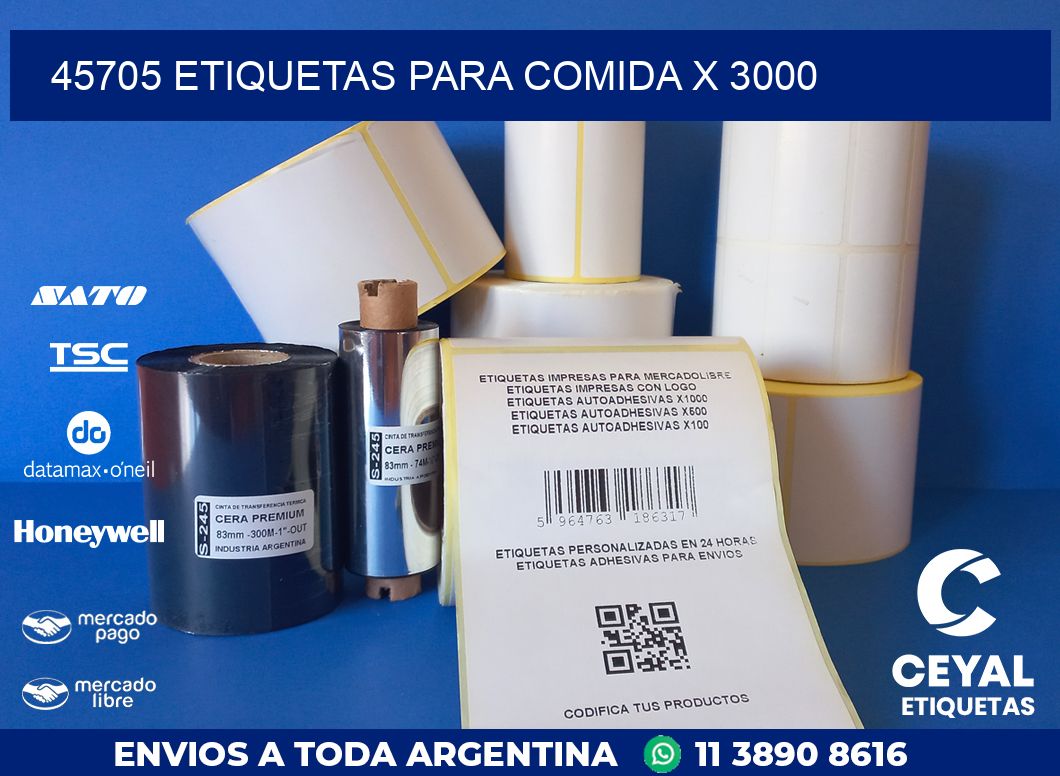 45705 ETIQUETAS PARA COMIDA x 3000