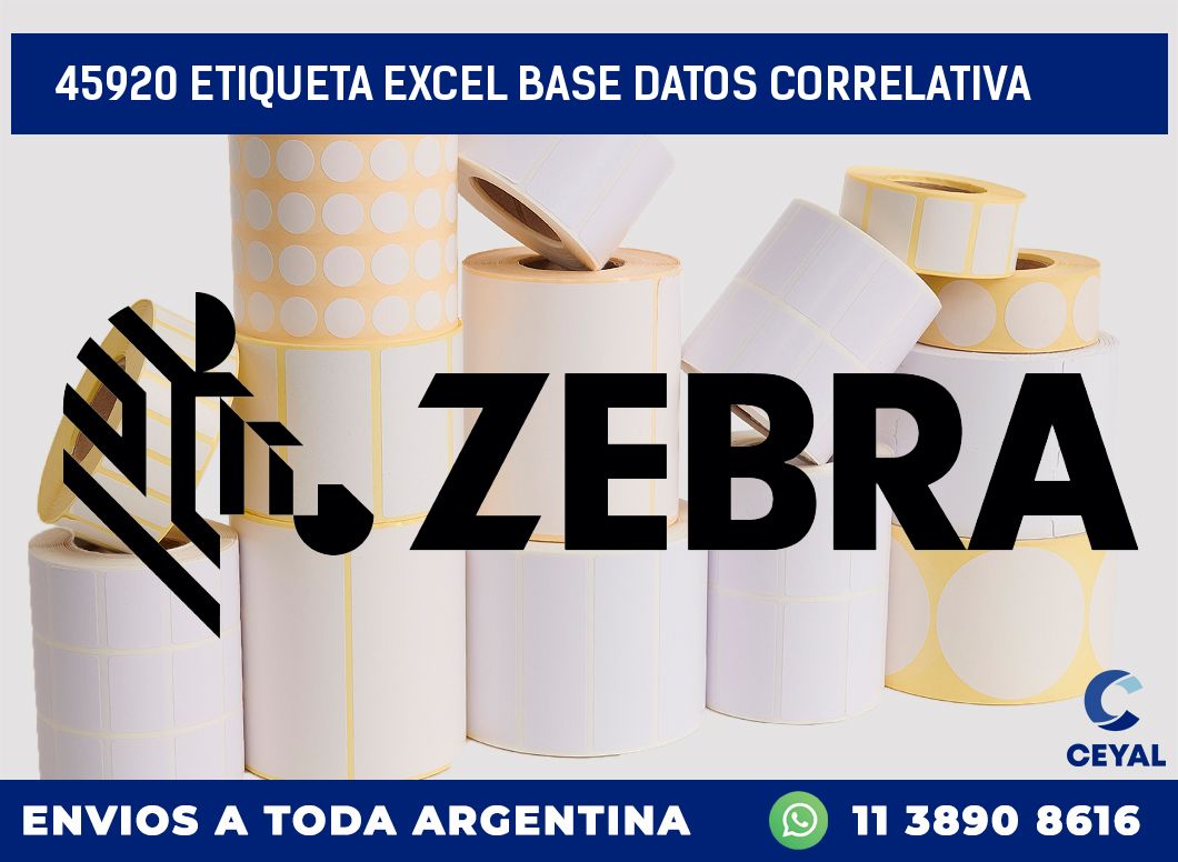 45920 etiqueta excel base datos correlativa