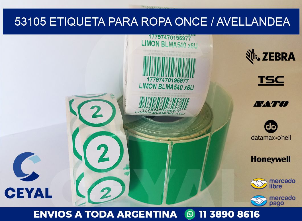 53105 ETIQUETA PARA ROPA ONCE / AVELLANDEA