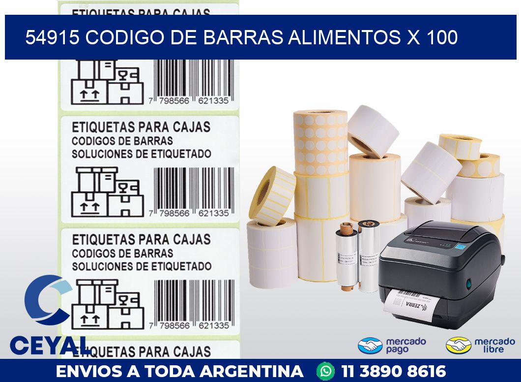 54915 CODIGO DE BARRAS ALIMENTOS x 100