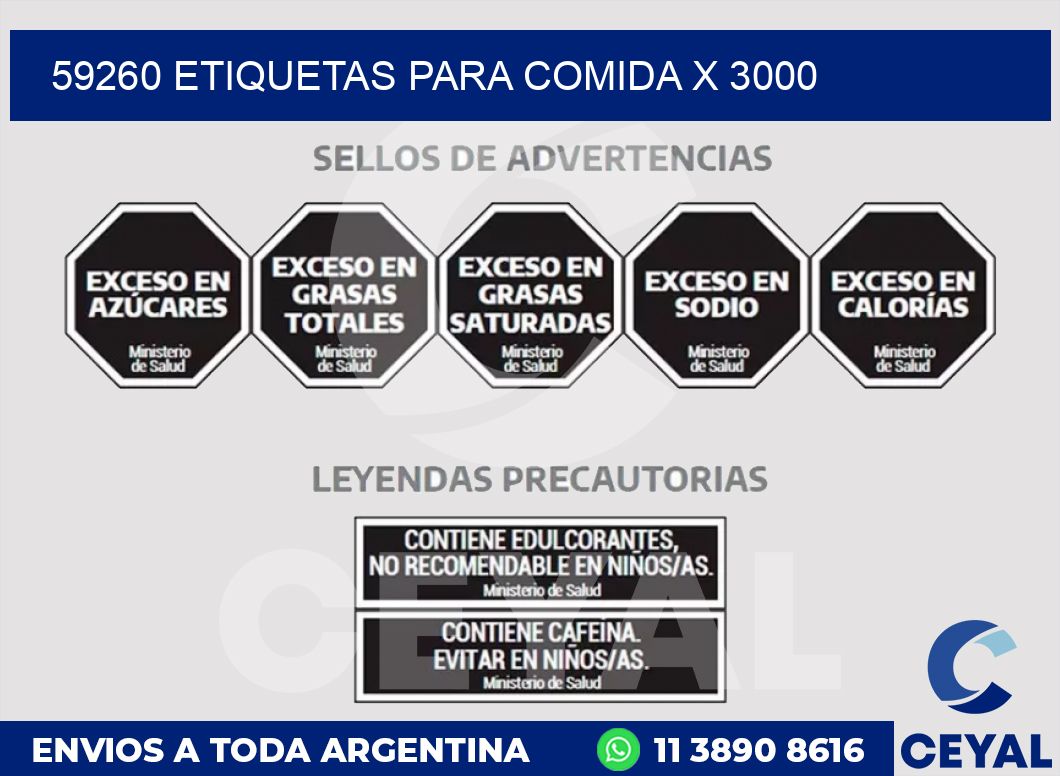 59260 ETIQUETAS PARA COMIDA x 3000
