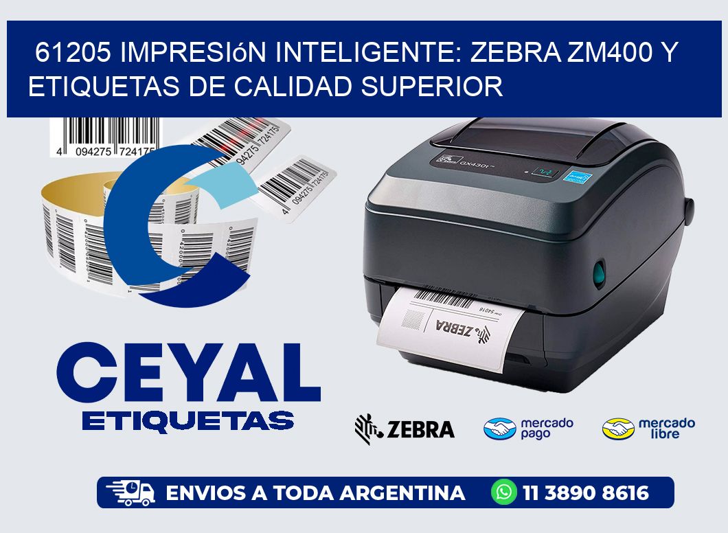 61205 Impresión Inteligente: Zebra ZM400 y Etiquetas de Calidad Superior