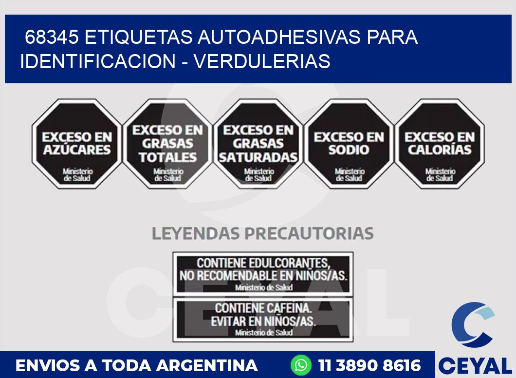 68345 ETIQUETAS AUTOADHESIVAS PARA IDENTIFICACION - VERDULERIAS