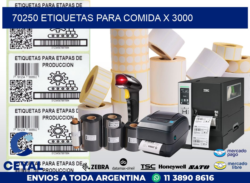 70250 ETIQUETAS PARA COMIDA x 3000