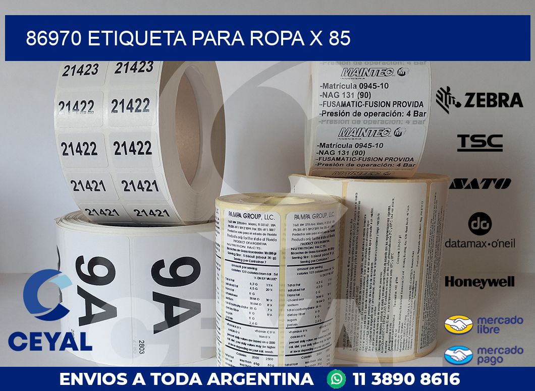 86970 ETIQUETA PARA ROPA X 85