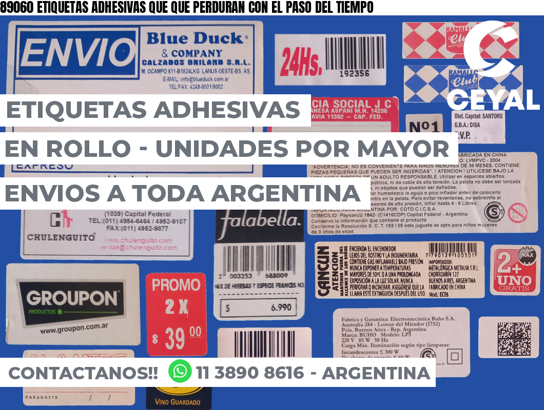 89060 ETIQUETAS ADHESIVAS QUE QUE PERDURAN CON EL PASO DEL TIEMPO