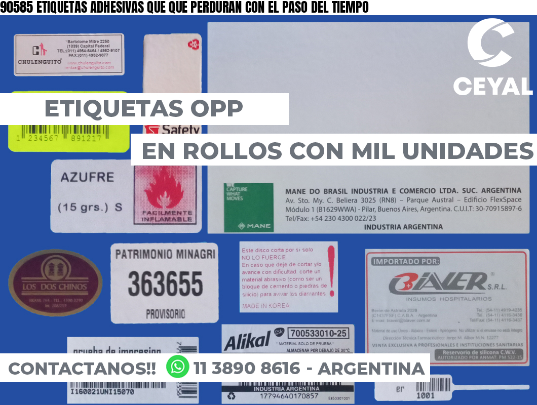 90585 ETIQUETAS ADHESIVAS QUE QUE PERDURAN CON EL PASO DEL TIEMPO