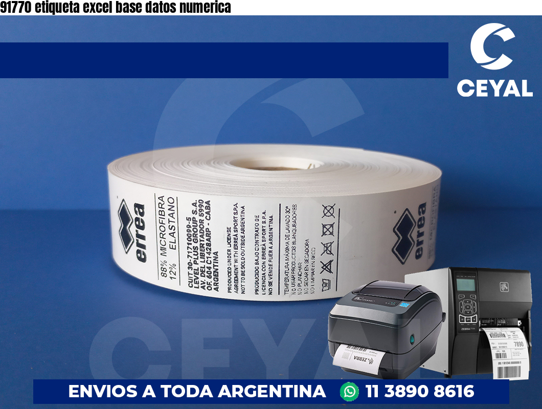 91770 etiqueta excel base datos numerica