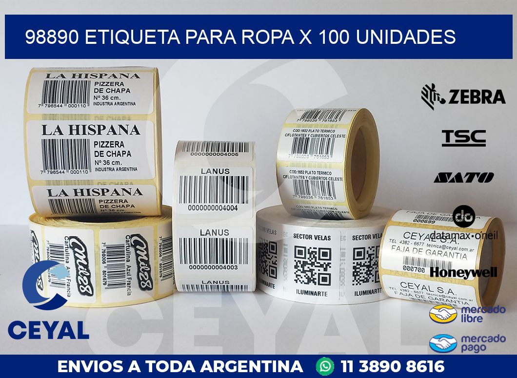 98890 ETIQUETA PARA ROPA X 100 UNIDADES