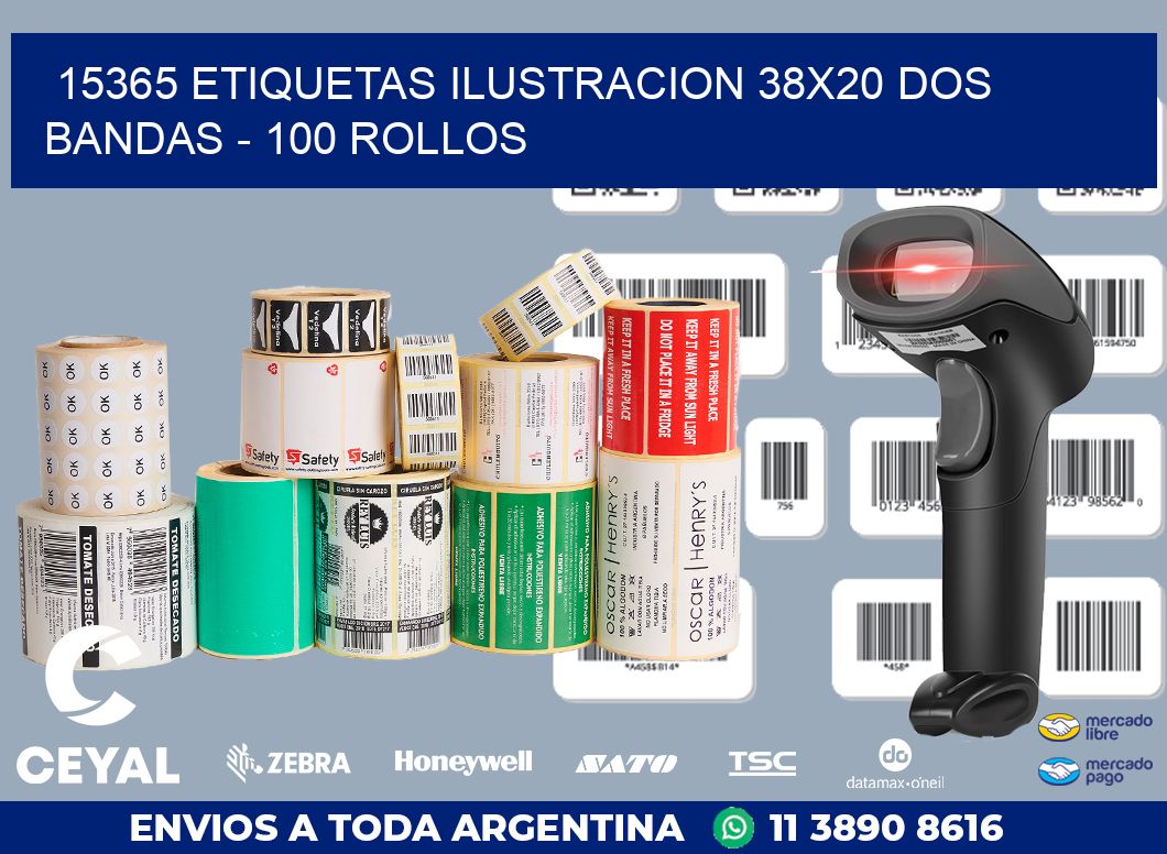 15365 ETIQUETAS ILUSTRACION 38X20 DOS BANDAS - 100 ROLLOS