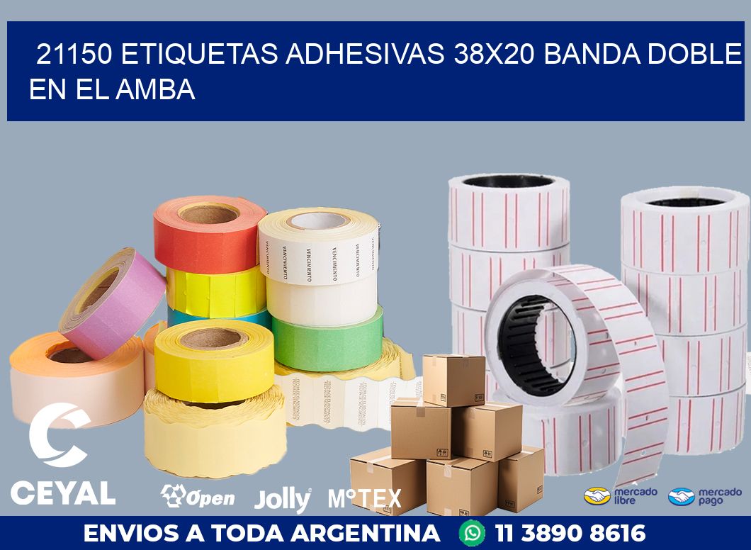 21150 ETIQUETAS ADHESIVAS 38X20 BANDA DOBLE EN EL AMBA