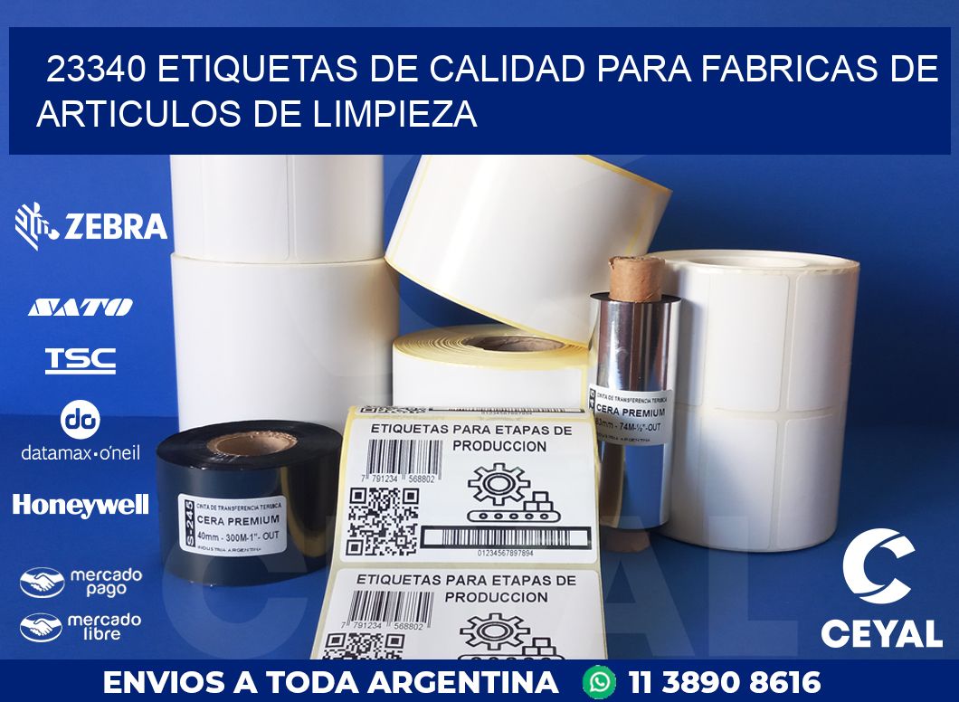 23340 ETIQUETAS DE CALIDAD PARA FABRICAS DE ARTICULOS DE LIMPIEZA