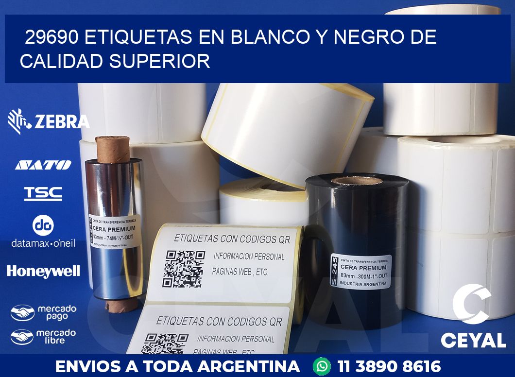 29690 ETIQUETAS EN BLANCO Y NEGRO DE CALIDAD SUPERIOR