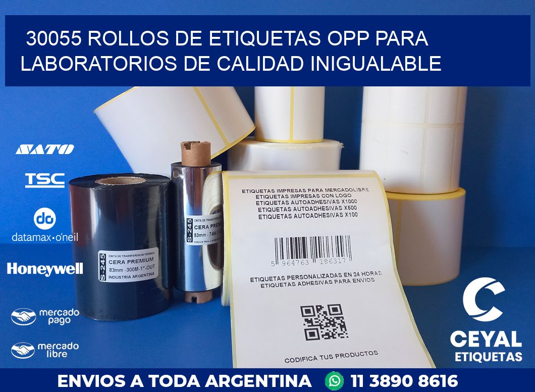 30055 ROLLOS DE ETIQUETAS OPP PARA LABORATORIOS DE CALIDAD INIGUALABLE