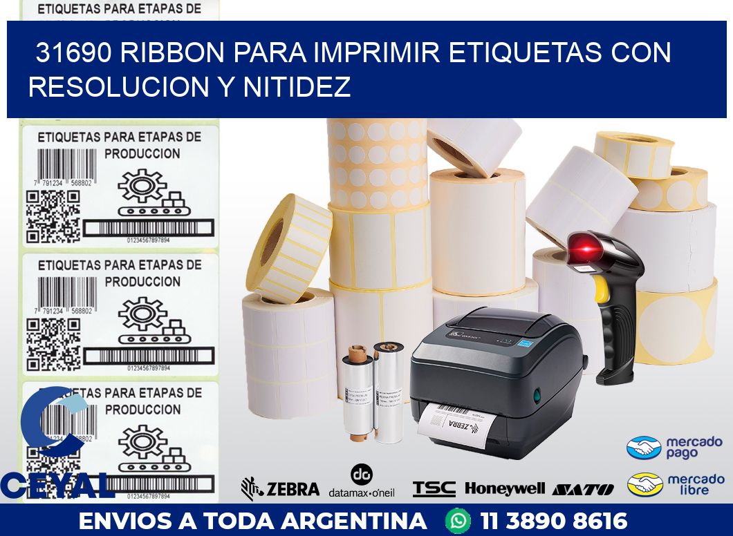 31690 RIBBON PARA IMPRIMIR ETIQUETAS CON RESOLUCION Y NITIDEZ