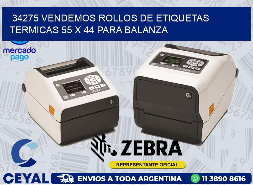 34275 VENDEMOS ROLLOS DE ETIQUETAS TERMICAS 55 X 44 PARA BALANZA