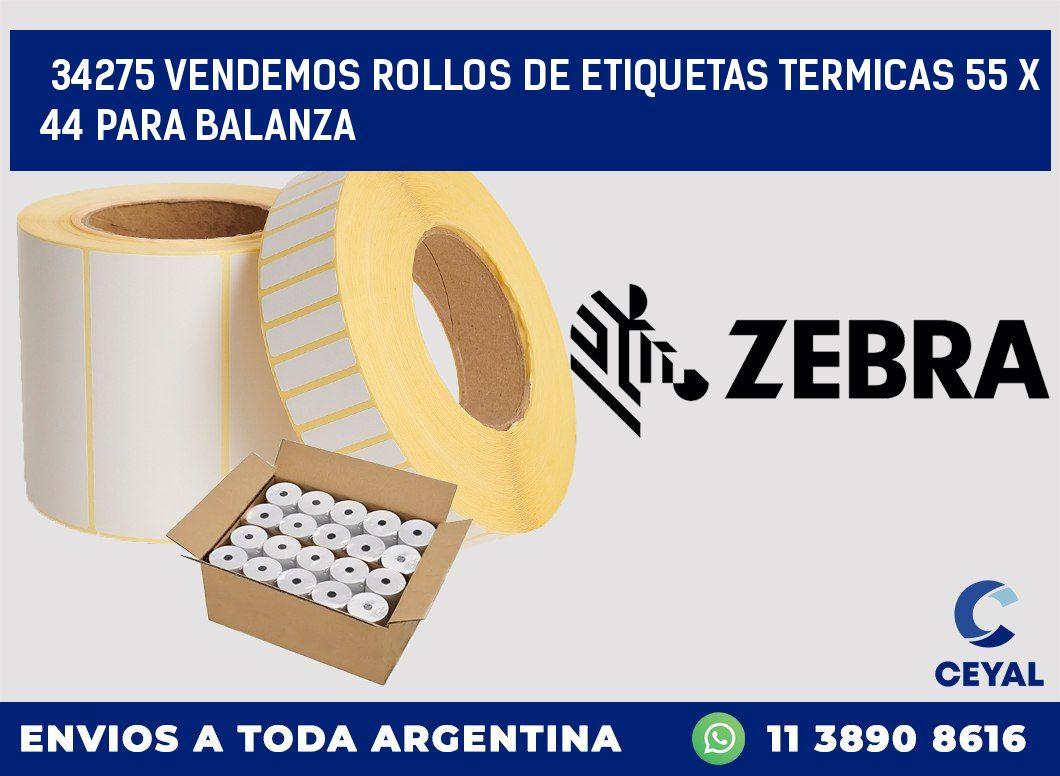 34275 VENDEMOS ROLLOS DE ETIQUETAS TERMICAS 55 X 44 PARA BALANZA