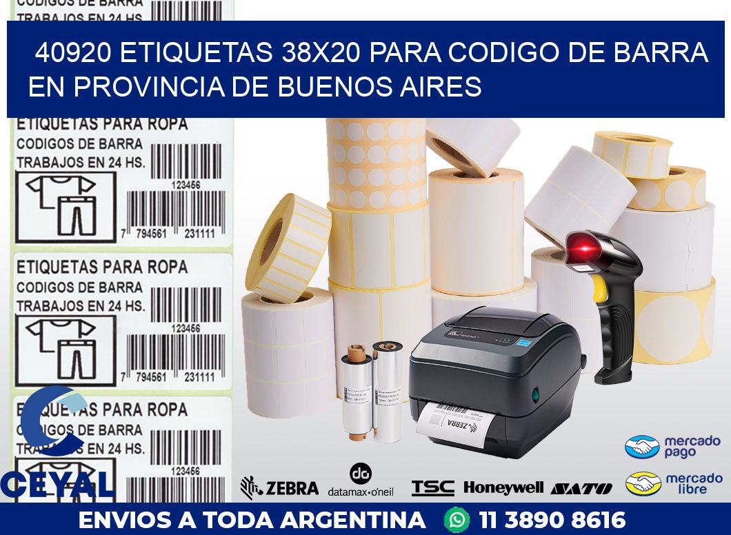 40920 ETIQUETAS 38X20 PARA CODIGO DE BARRA EN PROVINCIA DE BUENOS AIRES