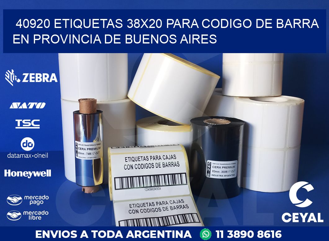 40920 ETIQUETAS 38X20 PARA CODIGO DE BARRA EN PROVINCIA DE BUENOS AIRES