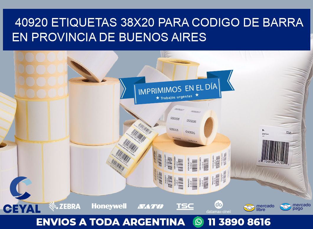 40920 ETIQUETAS 38X20 PARA CODIGO DE BARRA EN PROVINCIA DE BUENOS AIRES