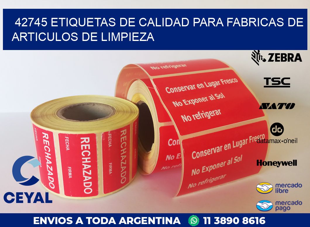 42745 ETIQUETAS DE CALIDAD PARA FABRICAS DE ARTICULOS DE LIMPIEZA