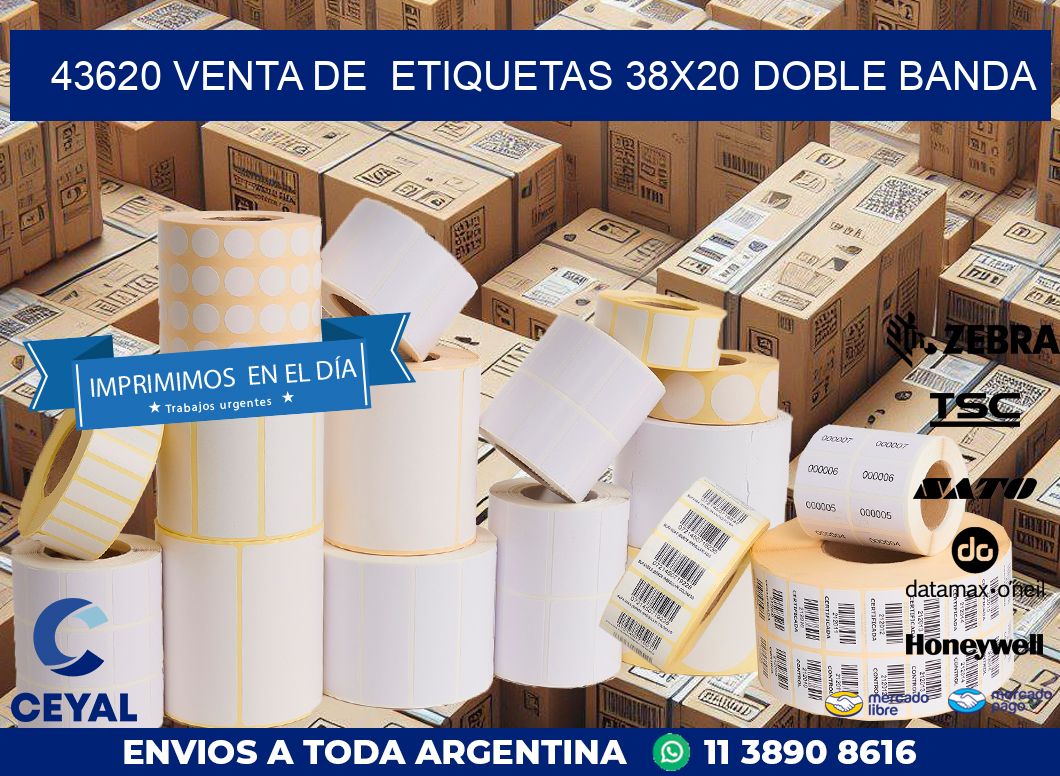 43620 VENTA DE  ETIQUETAS 38X20 DOBLE BANDA