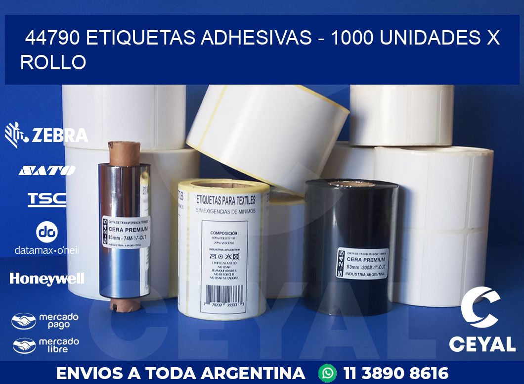 44790 ETIQUETAS ADHESIVAS - 1000 UNIDADES X ROLLO