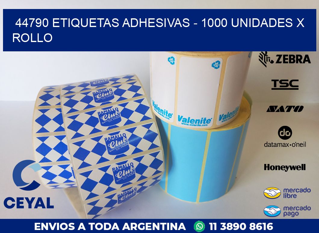 44790 ETIQUETAS ADHESIVAS - 1000 UNIDADES X ROLLO