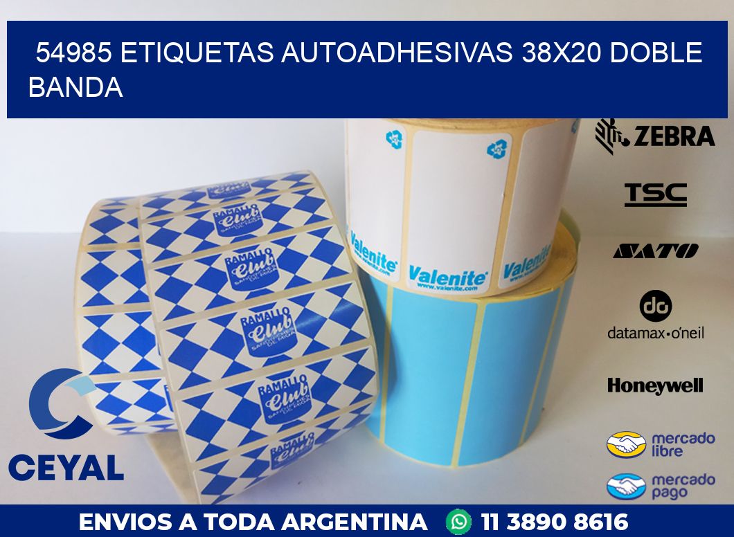 54985 ETIQUETAS AUTOADHESIVAS 38X20 DOBLE BANDA