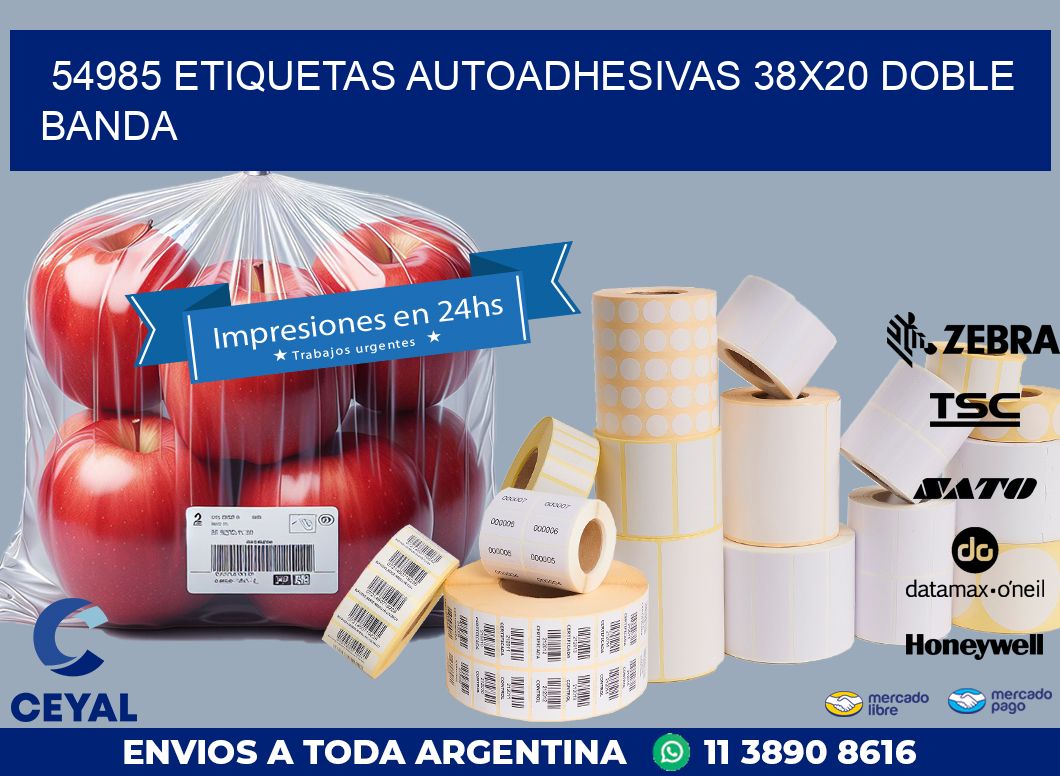 54985 ETIQUETAS AUTOADHESIVAS 38X20 DOBLE BANDA