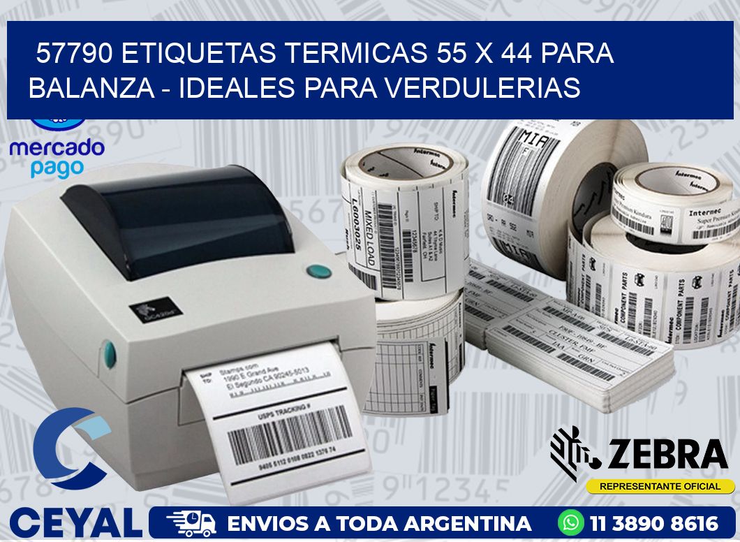 57790 ETIQUETAS TERMICAS 55 X 44 PARA BALANZA - IDEALES PARA VERDULERIAS