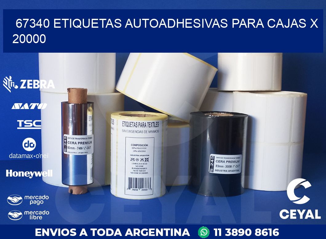 67340 ETIQUETAS AUTOADHESIVAS PARA CAJAS X 20000