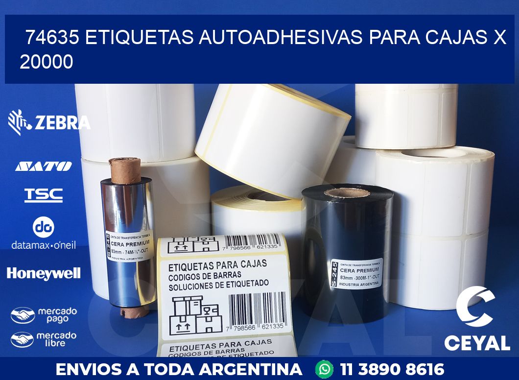 74635 ETIQUETAS AUTOADHESIVAS PARA CAJAS X 20000