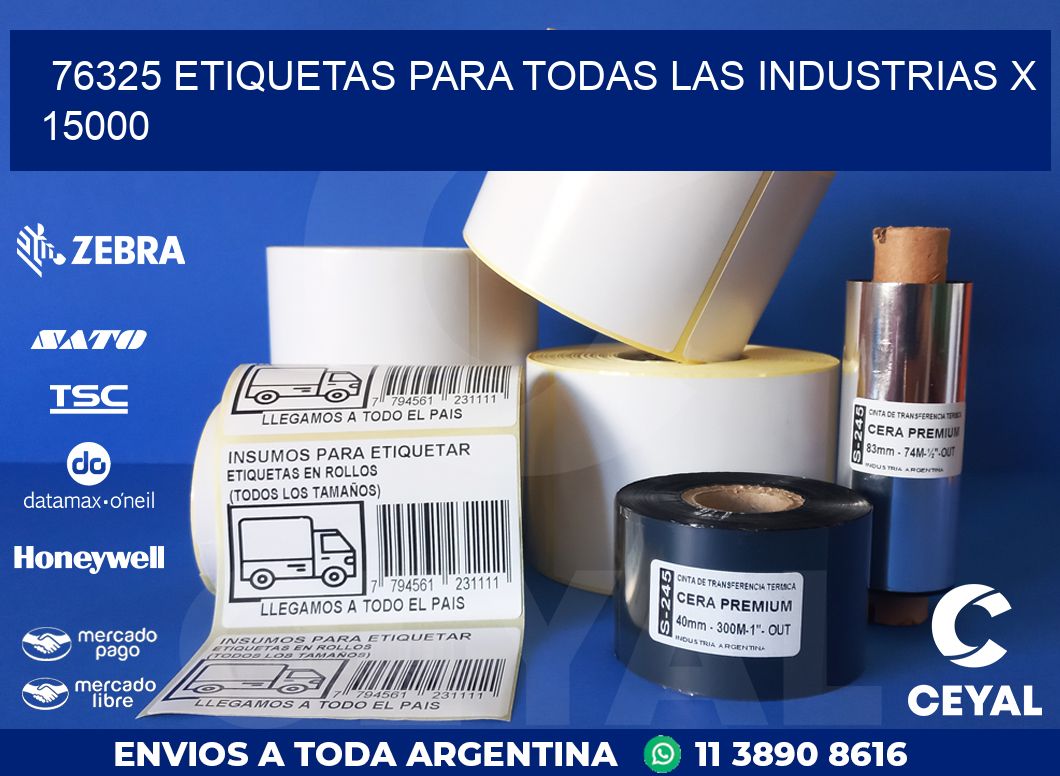 76325 ETIQUETAS PARA TODAS LAS INDUSTRIAS X 15000
