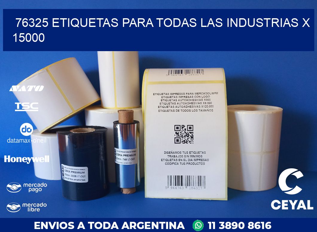 76325 ETIQUETAS PARA TODAS LAS INDUSTRIAS X 15000