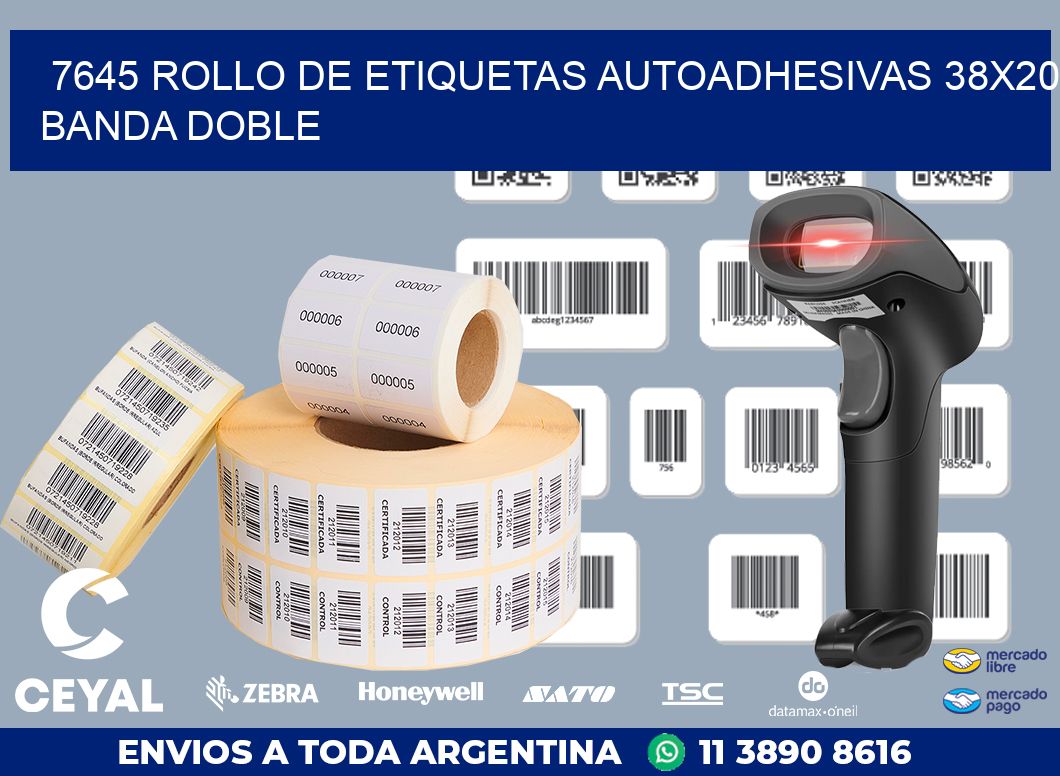 7645 ROLLO DE ETIQUETAS AUTOADHESIVAS 38X20 BANDA DOBLE