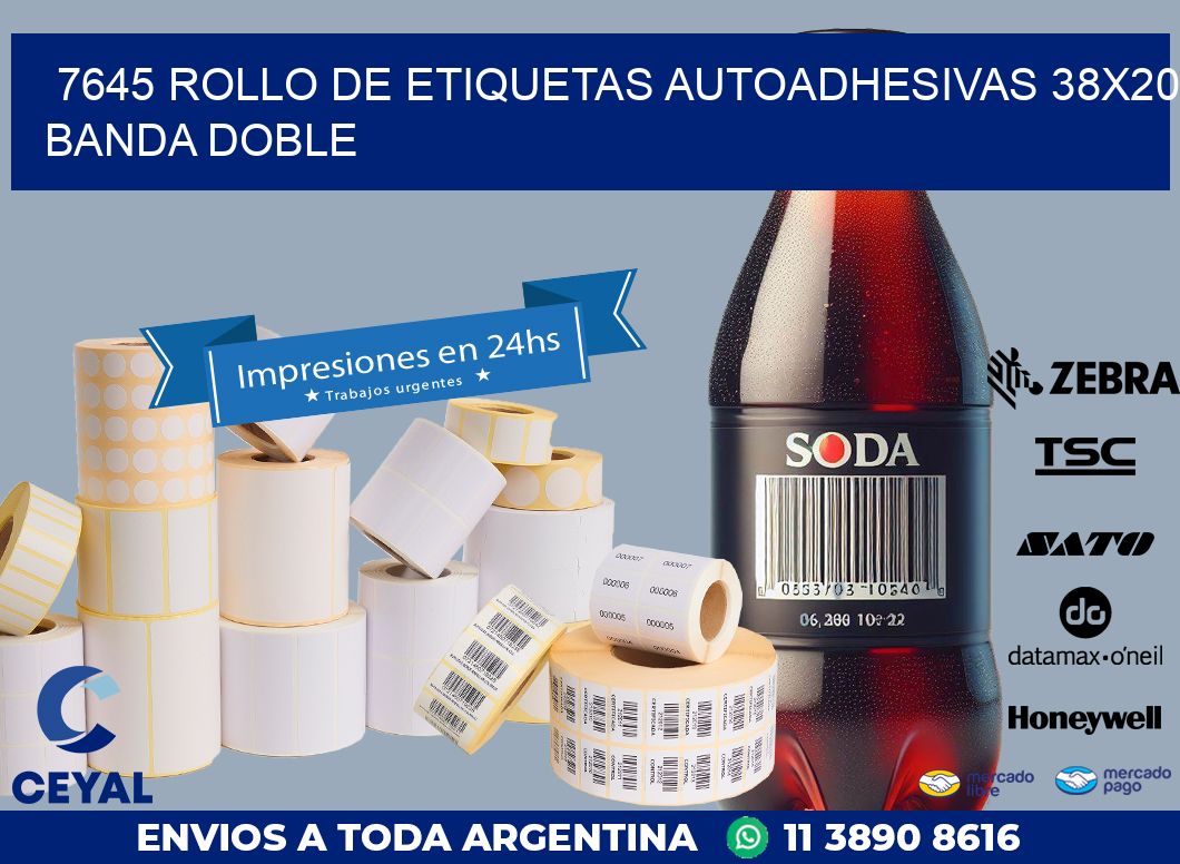 7645 ROLLO DE ETIQUETAS AUTOADHESIVAS 38X20 BANDA DOBLE