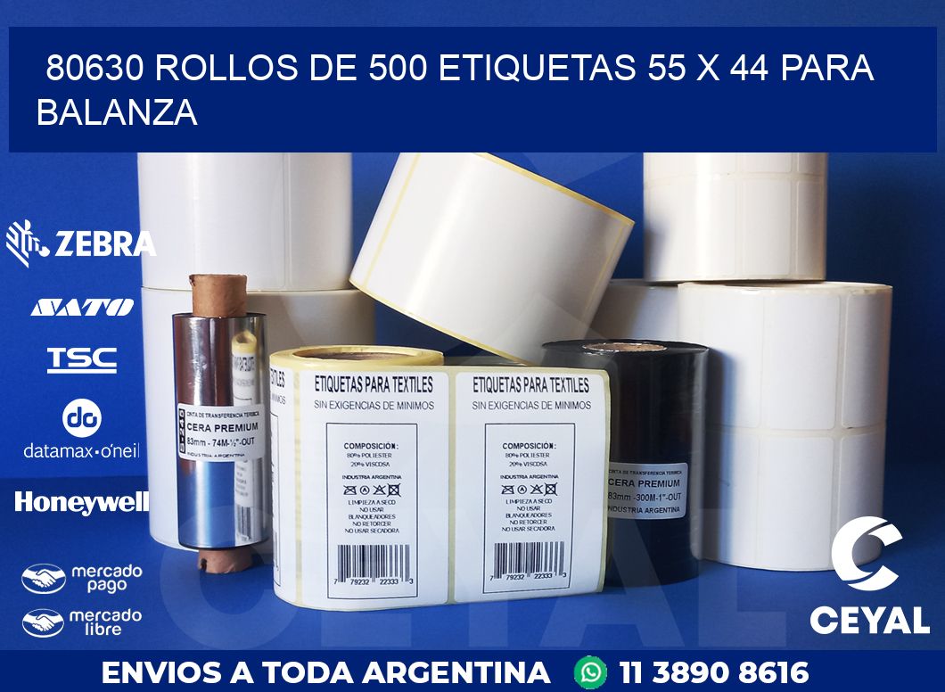 80630 ROLLOS DE 500 ETIQUETAS 55 X 44 PARA BALANZA