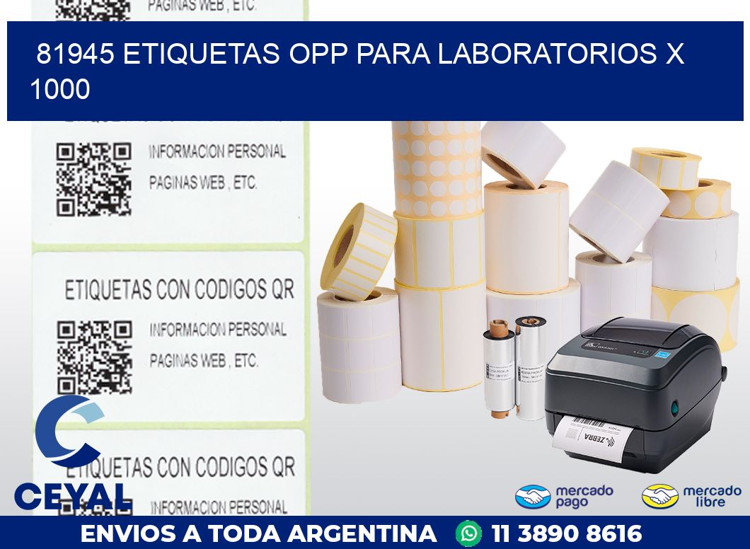 81945 ETIQUETAS OPP PARA LABORATORIOS X 1000