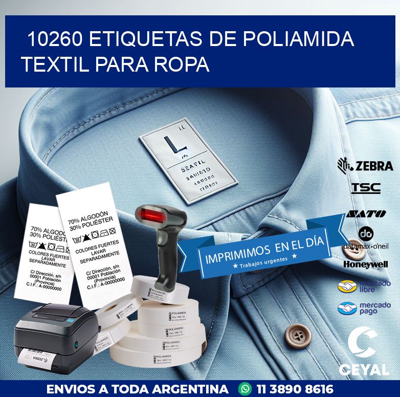 10260 ETIQUETAS DE POLIAMIDA TEXTIL PARA ROPA