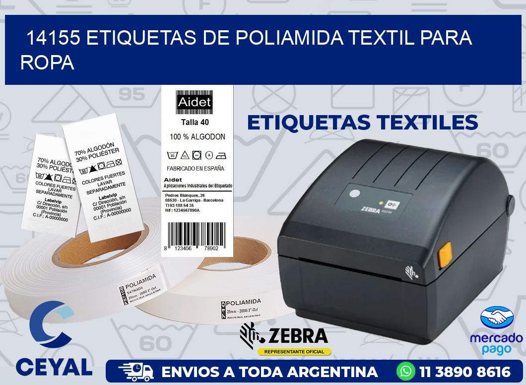 14155 ETIQUETAS DE POLIAMIDA TEXTIL PARA ROPA