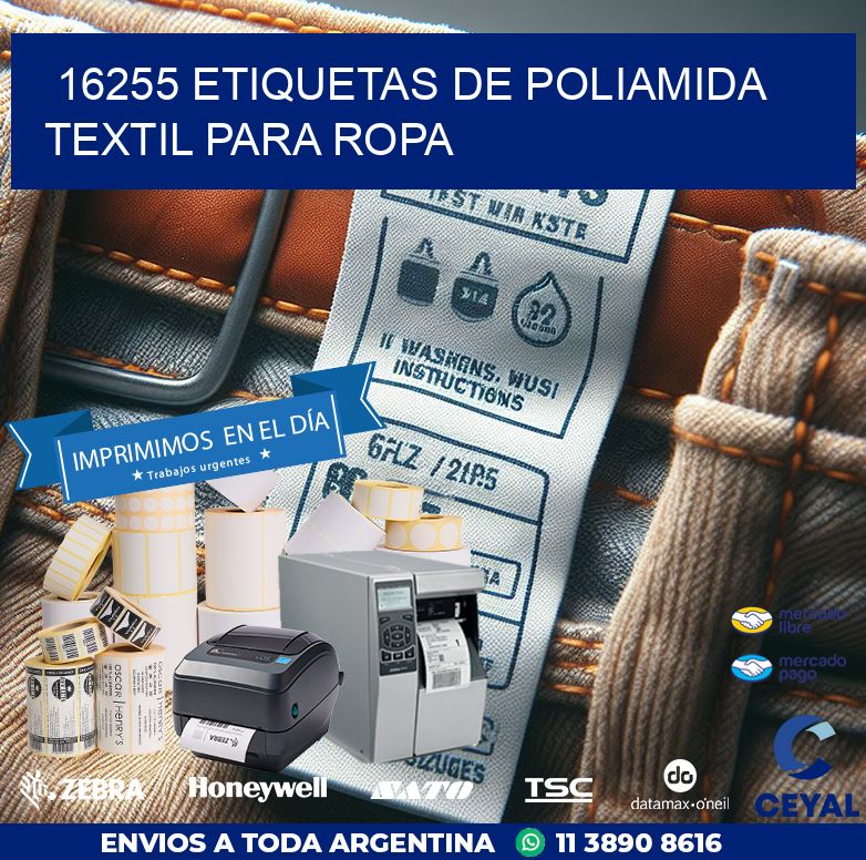 16255 ETIQUETAS DE POLIAMIDA TEXTIL PARA ROPA