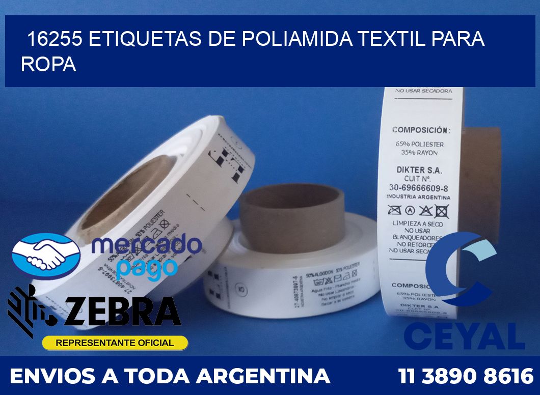 16255 ETIQUETAS DE POLIAMIDA TEXTIL PARA ROPA