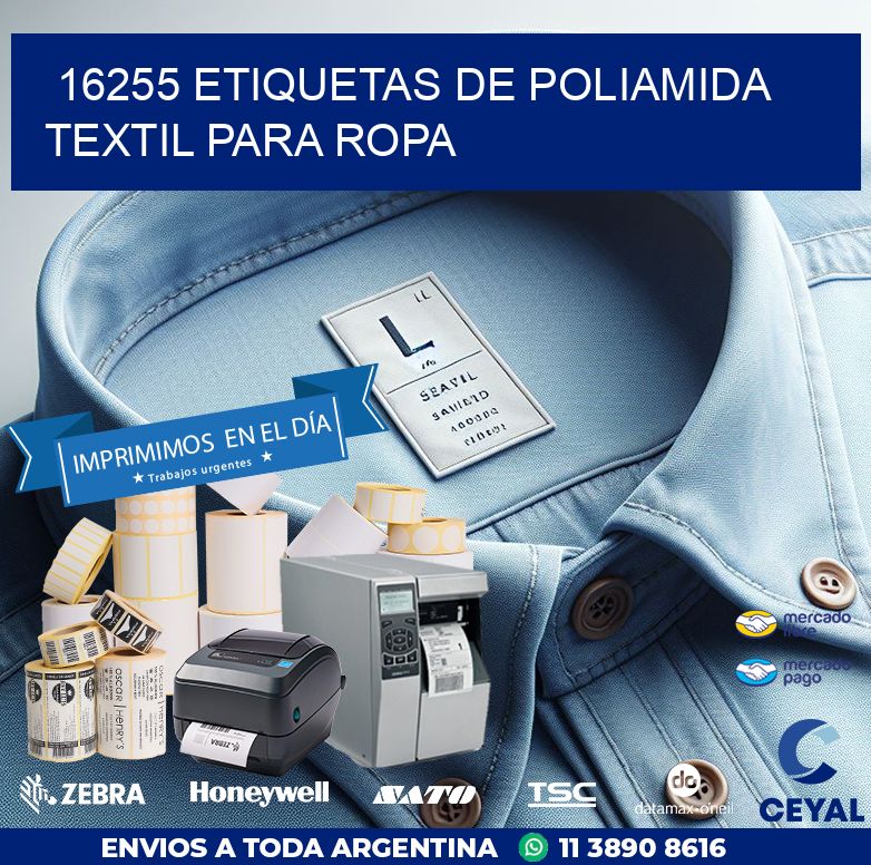 16255 ETIQUETAS DE POLIAMIDA TEXTIL PARA ROPA